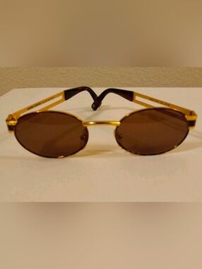 Versace Gold Frame Oval Sunglasses MOD. S68 COL. 55M Vintage with Original Case